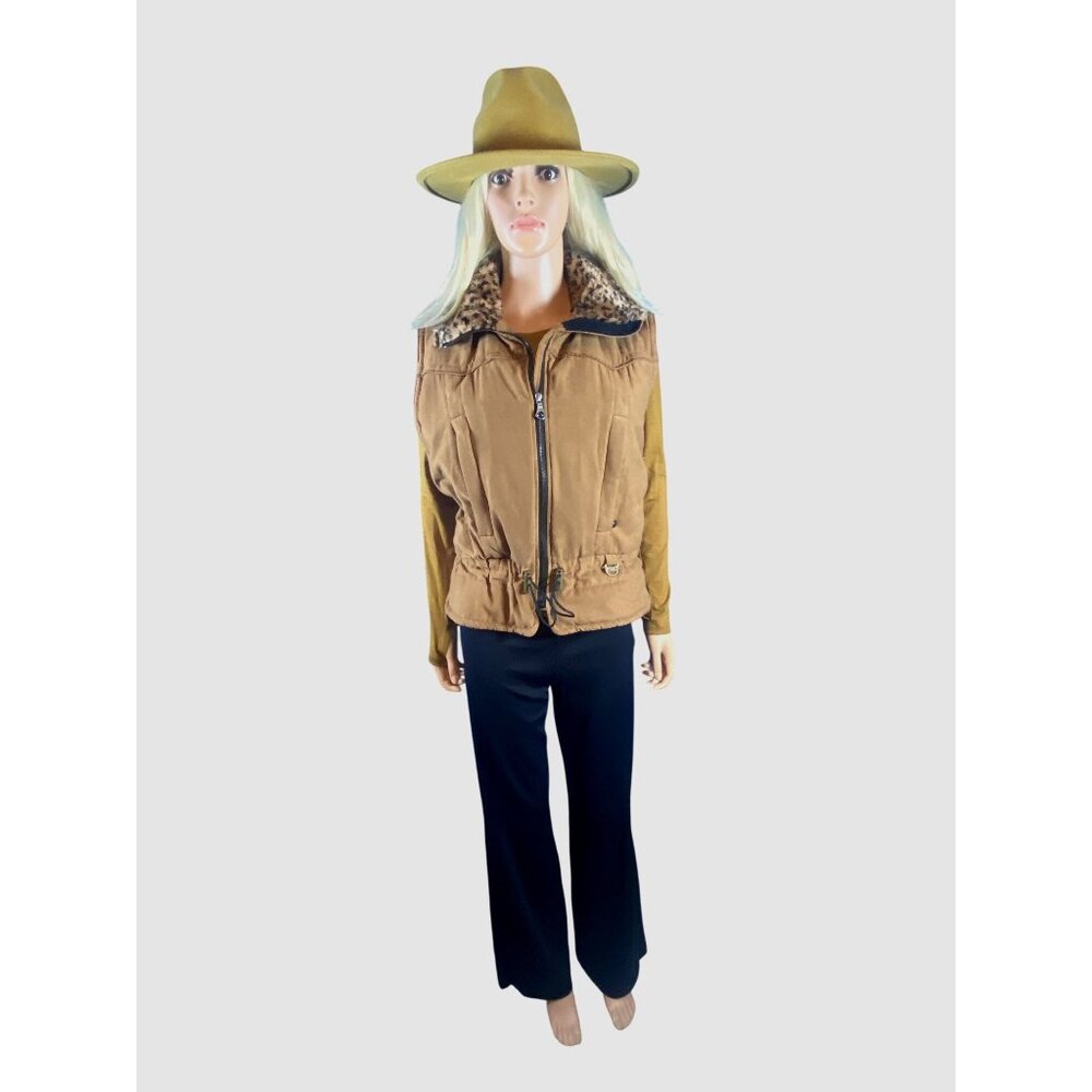 Vintage Nils Resort Collection Zip Vest Leopard Collar Full Zip S/M - Picture 5 of 17